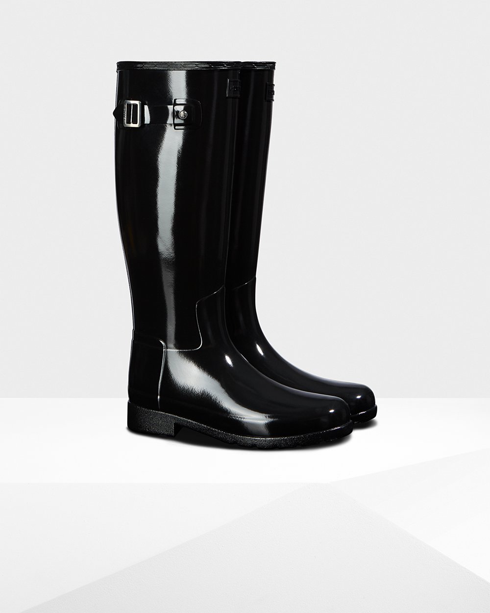 Womens Hunter Original Refined Gloss - Tall Rain Boots Black - 8309-APKFL